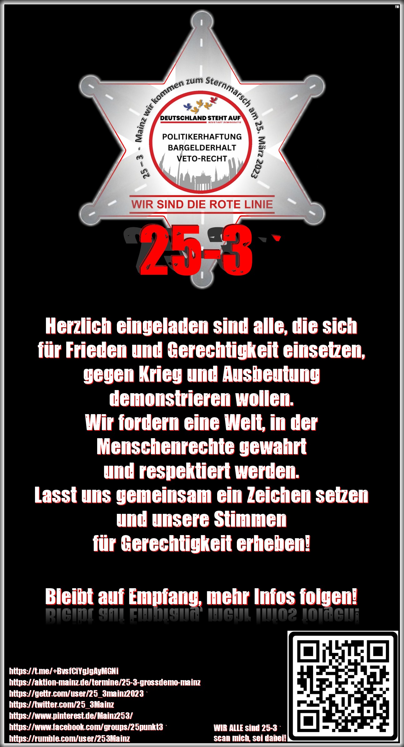 Für Frieden und Gerechtigkeit, gegen Krieg und Ausbeutung.